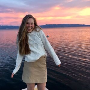 J. Crew Khaki Skirt with Scallop Detail